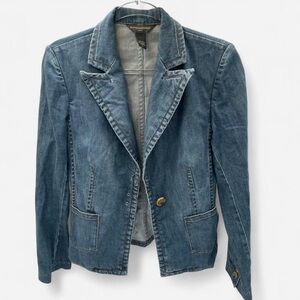 Banana Republic Vintage Medium Wash Blue Denim Blazer